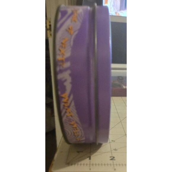 Vintage 90s/2000s? Wonka Purple Lolly Candy 6" Round Metal Tin Pure Imagination - Picture 10 of 10